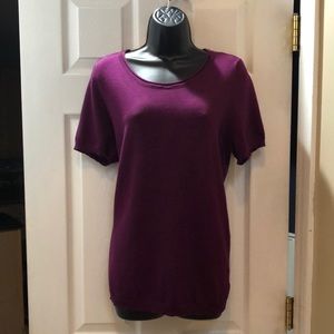 EUC Purple Fitted Short Sleeve Pullover Sweater | Large